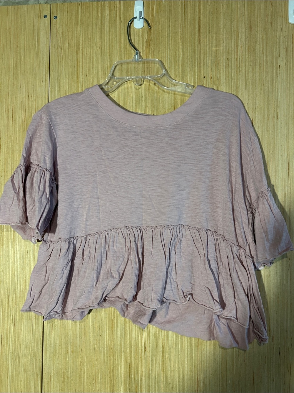 Altar'd State Blush Pink Ruffle Hem Crop Top